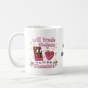 Caneca De Café Diversão "Trocarei Alunos por Chocolate" no Dia do