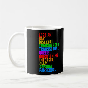 Caneca De Café Diversidade do Orgulho LGBTTQIAAP Acrótico Arco-Ír