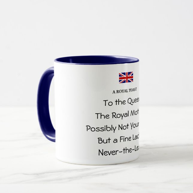 Caneca de Café Divertida Brinde Real da Rainha (Frente Esquerda)