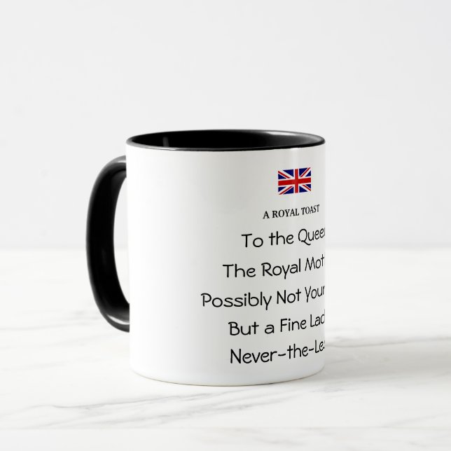 Caneca de Café Divertida Brinde Real da Rainha (Frente Esquerda)