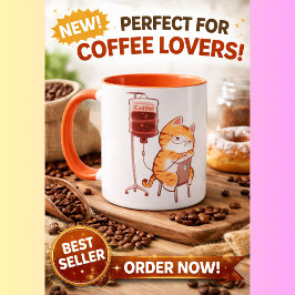 Caneca de café divertida com gato laranja dormindo