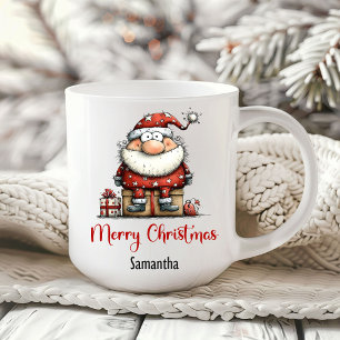 Caneca de Café Divertida do Papai Noel de Desenho 