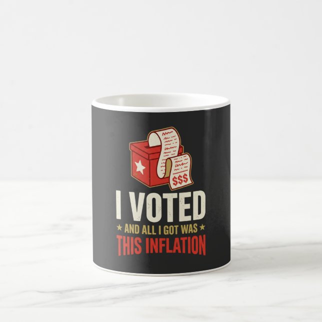 Caneca de Café Divertida Eu Votei Inflação Polític (Centro)