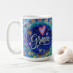 Caneca De Café Divertida Graça Whimsical Girly Blue Inspiration