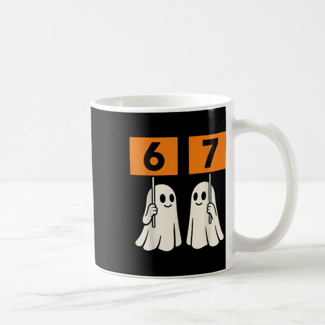 Caneca De Café Divertido 67 Meme Halloween Tendência Seis Sete Fa (Direita)