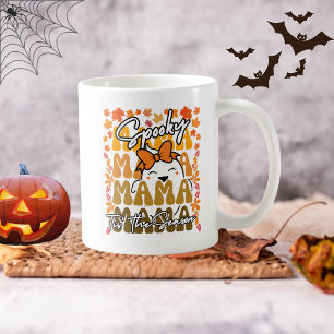 Caneca De Café Divertido Groovy Halloween Mamãe Fantasma Fofo Out