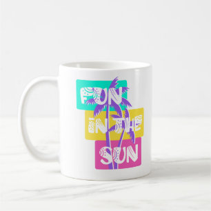 Caneca De Café Divertido no Sol - Colorida Árvore de Palma de Ver
