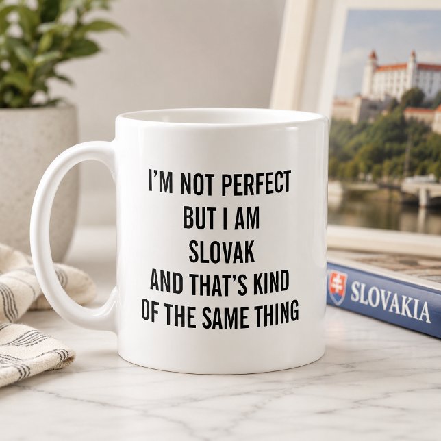 Caneca De Café Divertido Orgulho Eslovaco Não Sou Perfeito Mas So (Criador carregado)