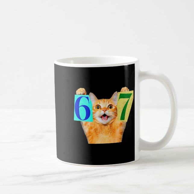 Caneca De Café Divertido Seis Sete 67 Gato Meme Presente Para Cri (Direita)