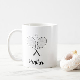 Caneca De Café DIVERTIDO! tênis personalizado 🎾 Racquet & Ball M