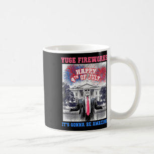 Caneca De Café Divertido Trump Feliz 4 De Julho Yuge Fogos De Art