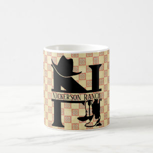 Caneca De Café Dividir "N" Monograma do Cowboy
