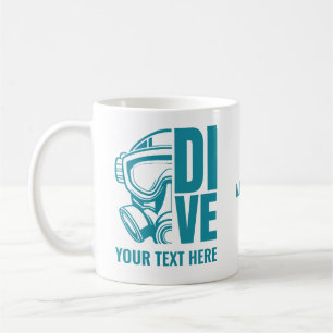 Caneca De Café Divisor de Scuba de Nome e Local Personalizado