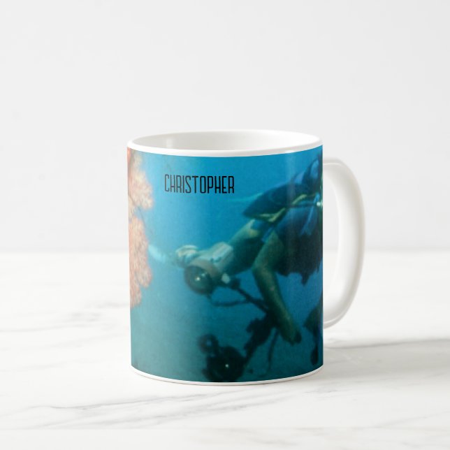 Caneca De Café Divisor Scuba Personalizado (Frente Esquerda)