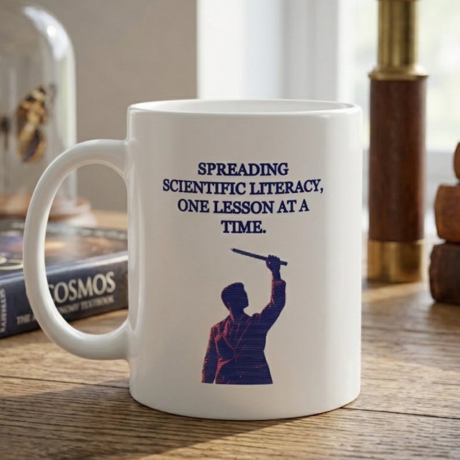 Caneca De Café Divulgando a Literacia Científica Uma Lição de Cad (Criador carregado)