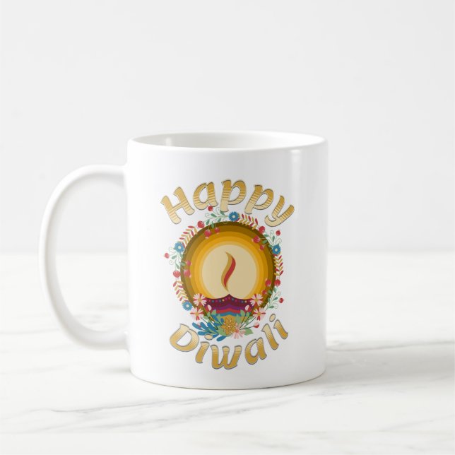 Caneca De Café Diwali Festival das Luzes Hindu Sikh Jain (Esquerda)
