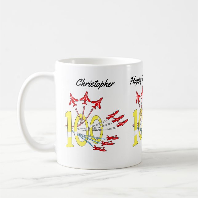 Caneca de Café do 100º Aniversário dos Aviões Verm (Esquerda)