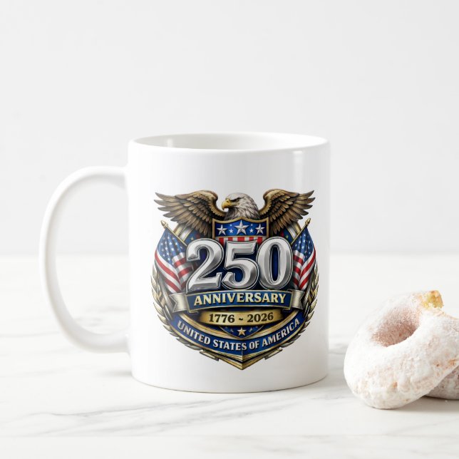 Caneca de café do 250º aniversário dos EUA (Com Donut)