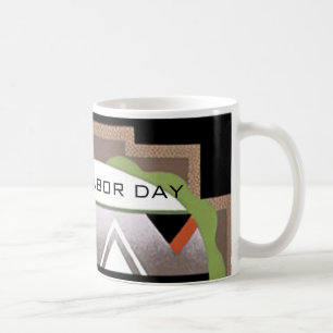 Caneca de café do art deco do Dia do Trabalhador