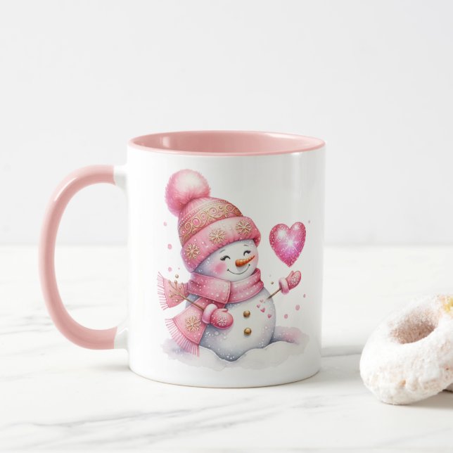 Caneca de Café do Boneco de Neve de Feriado (Com Donut)