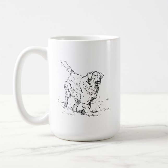 Caneca de Café do Cachorro Feliz Golden Retriever, (Esquerda)