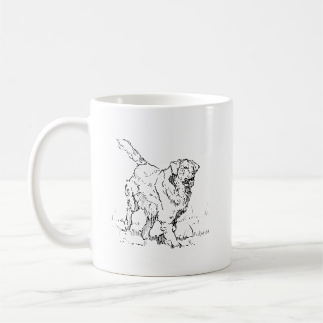 Caneca de Café do Cachorro Feliz Golden Retriever, (Esquerda)