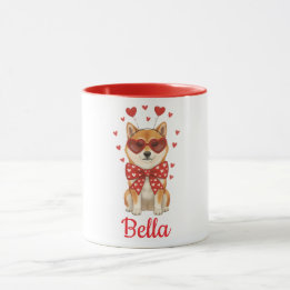 Caneca de café do cachorro Shiba Inu dia dos namor