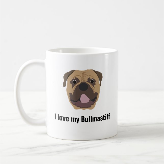 Caneca de café do cão de Bullmastiff - amor de I (Esquerda)