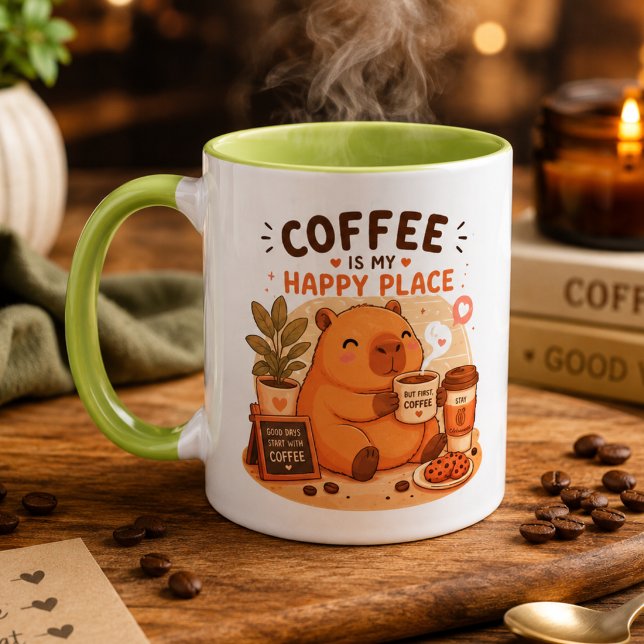 Caneca de Café do Capivara Fofo | Café É Meu Feliz (Criador carregado)
