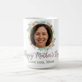 Caneca de Café do Dia das Mães com Foto Floral Per