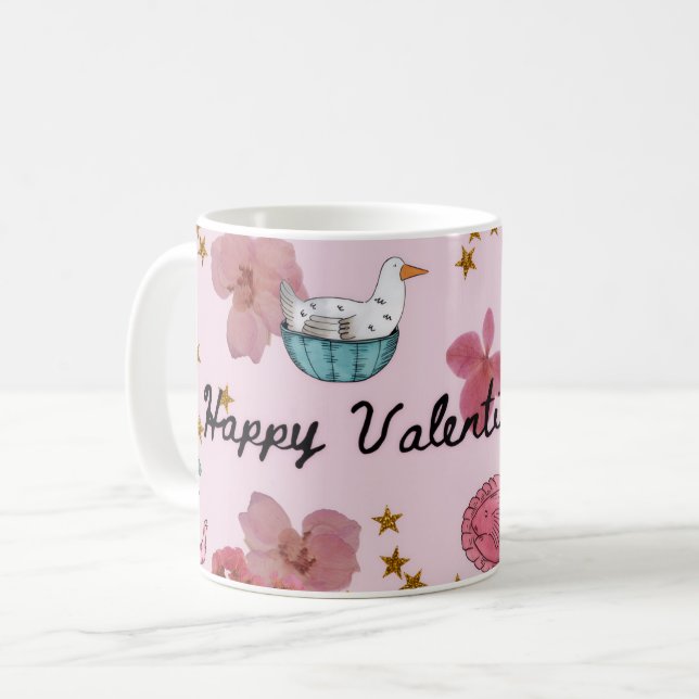 Caneca de Café do Dia dos Namorados Cheia de Amor (Frente Esquerda)