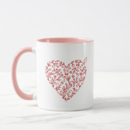 Caneca de Café do Dia dos Namorados com Coração Fl