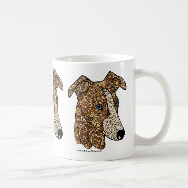 Caneca de café do Doodle de Whippet (Direita)