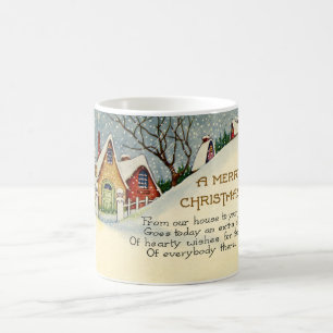 Caneca de café do Feliz Natal da biblioteca de LM