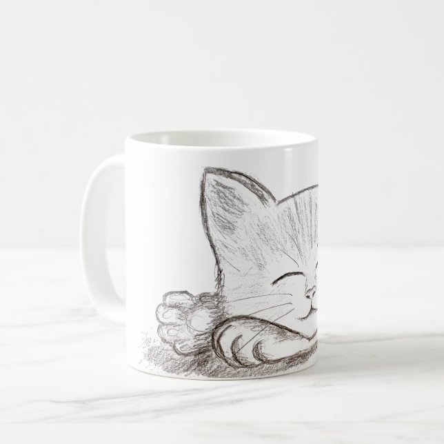 Caneca de Café do Gato Adormecido (Frente Esquerda)