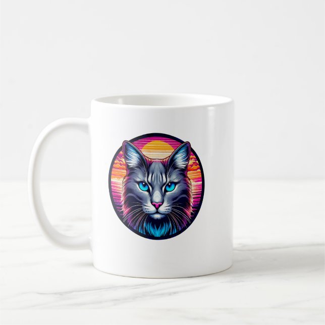 Caneca de Café do Gato do Nascer do Sol de Olhos A (Esquerda)