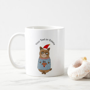 Caneca de café do gato mal-humorado vestindo uma s