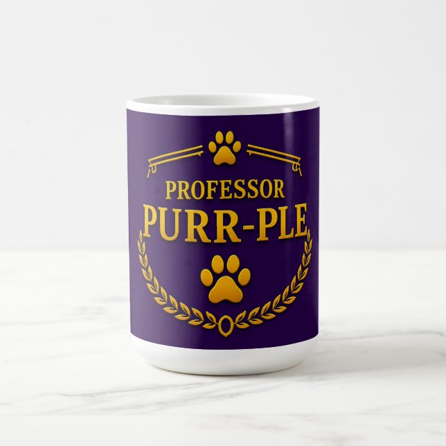 Caneca de Café do Gato Roxo e Dourado Professor Pu (Centro)