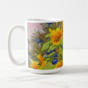 Caneca de café do girassol alto