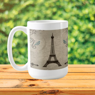 Caneca de café do Grunge da torre Eiffel