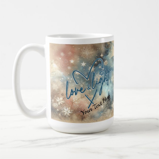 Caneca de Café do Hanukkah Amor & Luz (Esquerda)