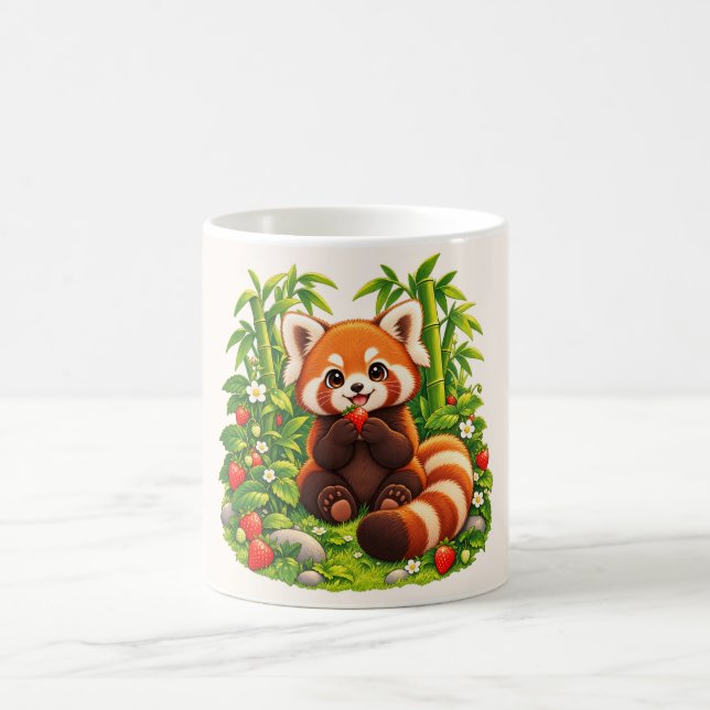 Caneca de Café do Jardim de Morango do Panda Verme (Centro)