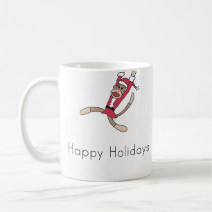 caneca de café do Natal do macaco da peúga