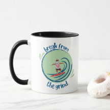 Caneca de Café do Papai Noel Surfista