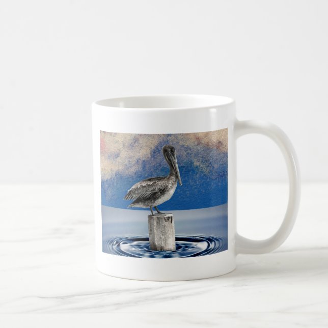 Caneca De Café ~ do PELICANO EM BREVE (design 1 da arte) (Direita)