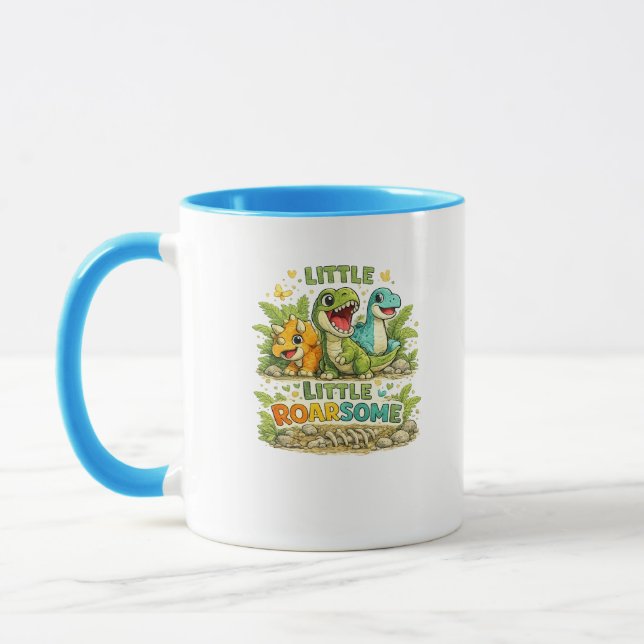 Caneca de Café do Pequeno Dinossauro Fofo e Rugido (Esquerda)