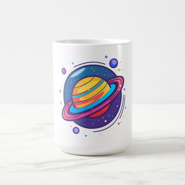 Caneca de Café do Planeta Saturno – Design Cósmico (Centro)