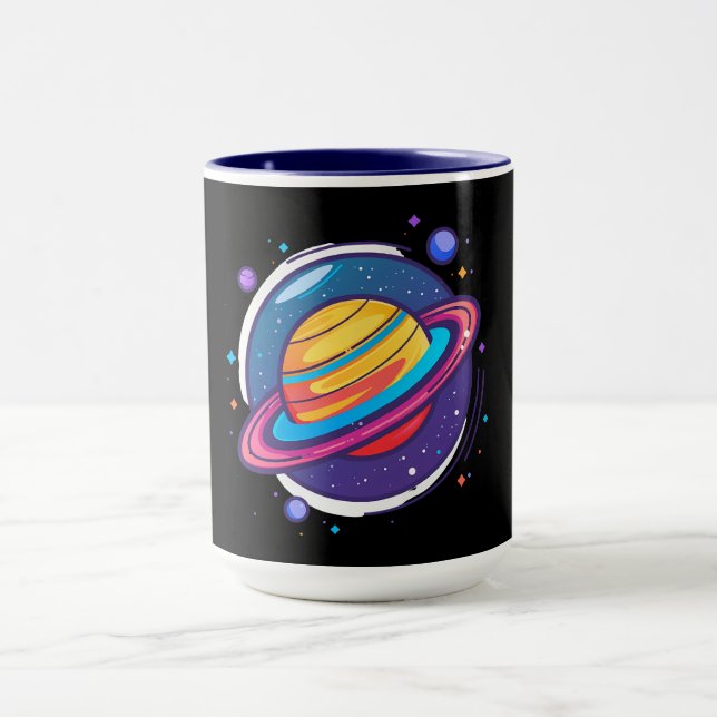 Caneca de Café do Planeta Saturno – Design Cósmico (Centro)