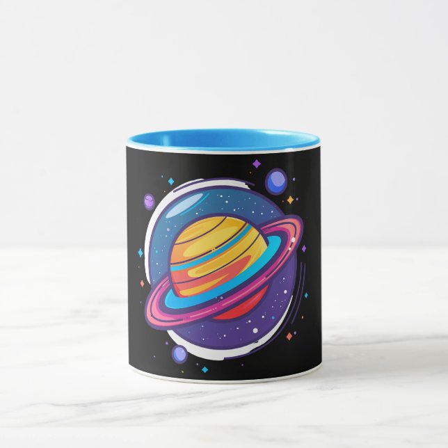 Caneca de Café do Planeta Saturno – Design Cósmico (Centro)