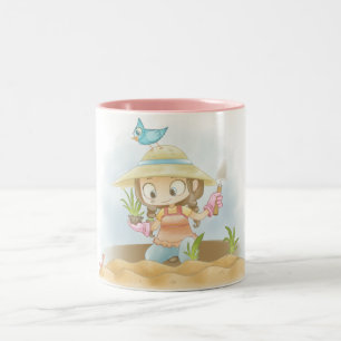 Caneca de café do polegar verde